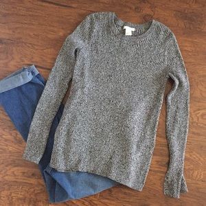 H&M marbled Ribbed Sweater Grey Black fitted Sz S